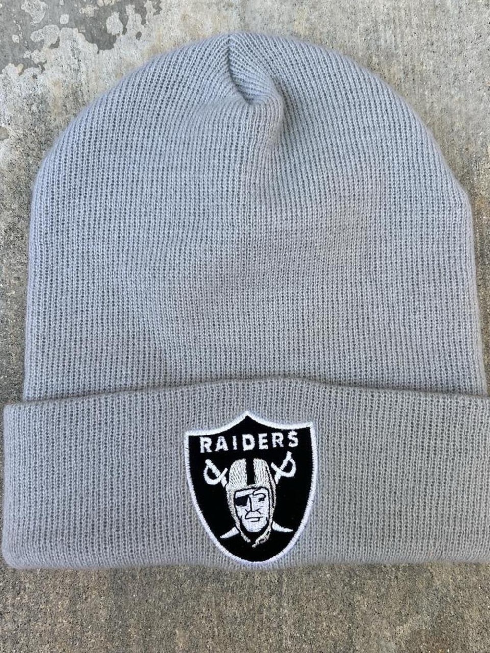 Vintage 2000s Reebok Oakland Raiders Gray Knit Beanie NFL Football